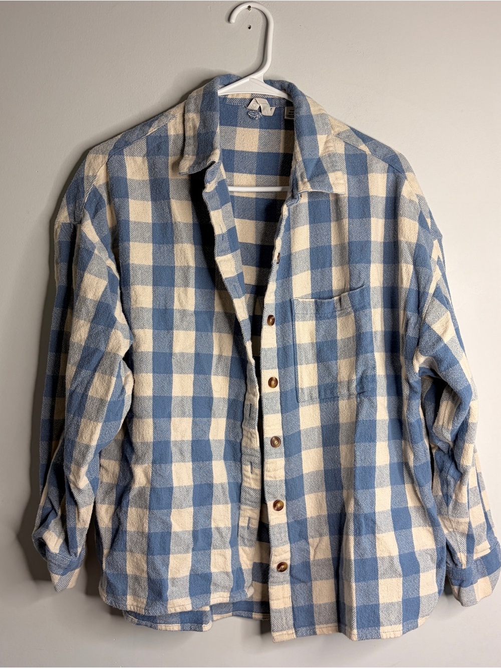 Roxy Blue and Cream Plaid Button-Down Shirt